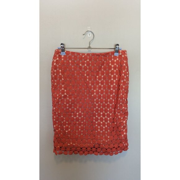 Talbots Orange Floral Lace Pencil Skirt size 2 - Picture 1 of 4